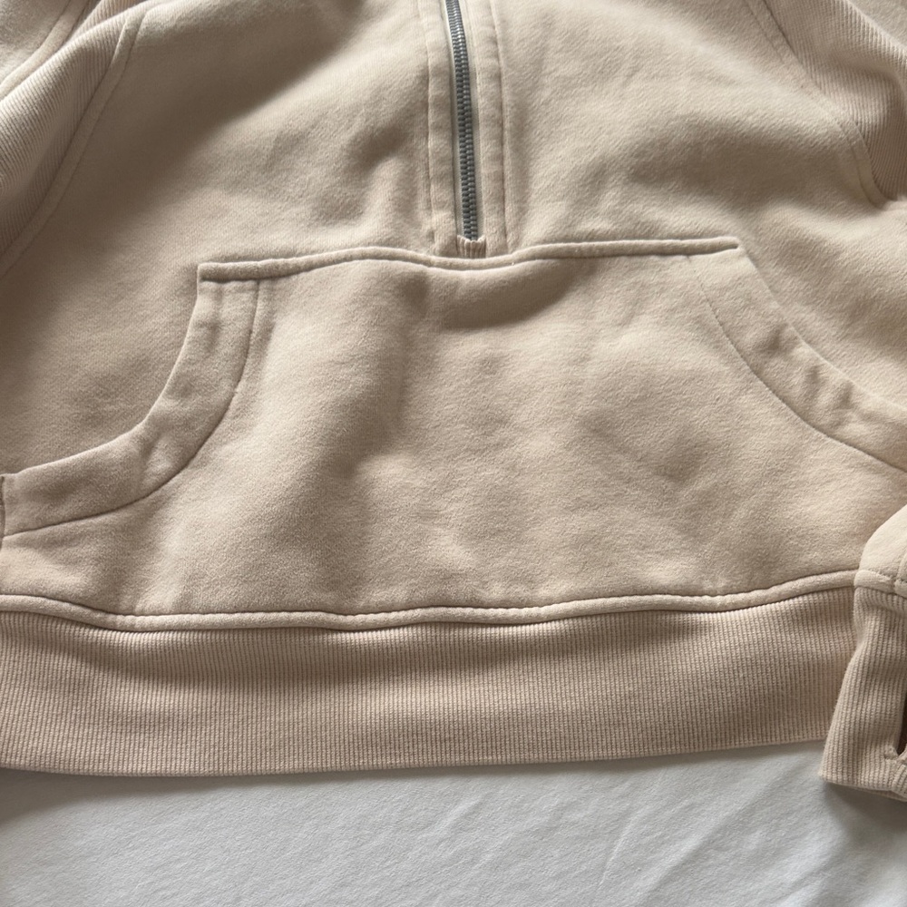 Lululemon Scuba Cropped Half-Zip Hooded Sweatshirt in Soft Beige - Picture 3 of 6